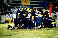 Pirates huddle on the field
