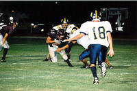 Ryan Labus approaches tackle