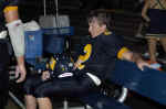 Cole Gorzell rests on sidelines